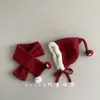 Conjunto Fofo de Chapéu e Cachecol Protetores de Ouvido de Bolinha de Carvão para Meninos e Meninas, Outono e Inverno Pelúcia Espessado Quente Chapéu de Amarrar