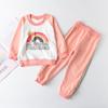 Conjunto de Suéter Arcoíris Algodón Transfronterizo Nuevo Primavera y Otoño Niñas Bebé Ropa Deportiva de Dos Piezas Conjunto Estilo Occidental