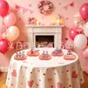 Banner de ambiente transfronterizo con temática dulce con elementos de camión pequeño retro rosa, banderín de cumpleaños, adorno para pastel y arreglos decorativos