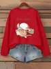 Sudadera con Diseño de Gato Corriendo Después del Trabajo para Mujer Streetwear Otoño Jersey Holgado Casual Ropa Deportiva Cuello Redondo