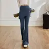 Calça Yoga Anti-Exposição Feminina, Calça Saia Falsa de Duas Peças, Cintura Alta, Levanta Bumbum, Justa ao Corpo, Calça Flare Primavera e Outono, Calça Fitness Pilates
