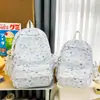 Mochila Estilo Japonês com Estampa de Gatinho Fofo para Alunas Bolsa Escolar Acabamento em Renda Estilo Coreano Mochila Casual Leve Grande Capacidade