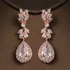 Pendientes de moda creativos exquisitos con incrustaciones de flores y circón AAA, espiga de trigo, gota de agua, pendientes para novia, banquete, combinan con todo, para mujer, al por mayor