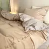 Juego de Cuatro Piezas de Algodón de Fibra Larga Bordado Estilo Nórdico de Lujo Ligero Ins de Sentido Avanzado Clase A Funda de Edredón de Algodón Cubierta de Cama