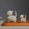 Enfeites pequenos de gato fofos criativos para decoração de interiores de mesa, cerâmica, gato preguiçoso, chá, animal de estimação, decoração, acessórios para cerimônia do chá, lote