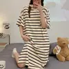 Camisón de verano holgado para mujer talla grande, manga corta, caricatura, chica linda, estudiantes, pijama fino, ropa de casa, estilo de internet