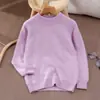 Suéter de punto liso 100% lana de alta calidad, cuidadosamente seleccionado, para niños, jersey grueso de manga larga para niños, camiseta básica de punto para niñas