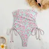 Maiô Europeu e Americano Transfronteiriço Novo Peça Única Costas Nuas Sexy Tomara-que-caia Cordão Biquíni Maiô Biquíni