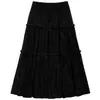 Colección Otoño/Invierno 2026: Falda Midi de Terciopelo con Hilo Plateado para Niñas, Falda Tipo Pastel para Niños con Dobladillo Fruncido y Cintura Elástica, Mayoreo