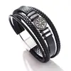 Moda Europea y Americana Estilo Punk Pulsera de Cuerda Trenzada de Cuero Multicapa para Hombre Tendencia de Moda Brújula Pulsera Personalizada
