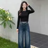 Jeans anchos de moda y versátiles para mujer, nueva colección otoño 2026, corte holgado, adelgazantes, de cintura alta, pantalones rectos fluidos de largo hasta el suelo