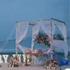 Arco de boda de malla blanca arreglo de propuesta de boda fondo estilo chino techo gasa blanca foto decoración exterior