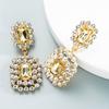 Ins Brincos Quadrados de Vidro com Diamantes Totais Estilo Europeu e Americano Brincos Elegantes da Moda Brincos Geométricos Brincos