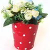 Estilo pastoral colorido bolinhas ferro couro flor balde vaso de flores decoração de casa vaso de flores pendurado