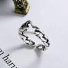 Plata tailandesa dinero mucho corazón en anillo de dinero retro tiempo para correr cobre anillo abierto fabricantes al por mayor