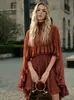 Vestido de pastel con volantes estilo europeo y americano transfronterizo, vestido de vacaciones de otoño de gasa suelta y fluida, artículo de alta venta en stock