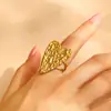 Anillo de Acero Inoxidable con Forma de Corazón para Mujer, Diseño de Moda Europeo y Americano, Textura Irregular, Anillo de Corazón de Melocotón Abierto, Joyería Transfronteriza