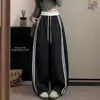 Pantalones de Algodón a Rayas con Pierna Curva para Mujer Otoño Invierno 2026 Nuevo Bloque de Color Patchwork Casual de Pierna Ancha Cintura Alta de Pierna Recta Pantalones Deportivos