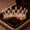 Corona Redonda Barroca Transfronteriza Europea y Americana para Novia, Fiesta, Baile de Graduación, Tocado de Princesa, Corona de Cumpleaños, Accesorio de Cabello de Cristal para Mujer