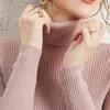 Suéter de tricô com gola alta feminino outono e inverno manga longa slim fit espessado versátil top de base preto e branco suéter para usar por baixo