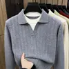 Suéter Jacquard de Mezcla de Lana Estilo Old Money Falso Dos Piezas para Hombre 2026 Otoño/Invierno Nueva Llegada Capa Base Casual Suéter con Cuello para Hombre