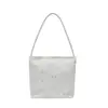 Bolso de hombro de gran capacidad, bolso de moda bordado con estrellas, bolso de mano simple para debajo del brazo para mujer, bolso lindo para comercio transfronterizo
