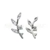 Titanio F136 incrustado con circón 5A tallado hojas poste de implante para uña de labio aleación de titanio G23 joyería para perforación corporal clavo de hueso de oreja