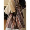 Bolso de Lona Estilo Étnico Nuevo 2026 para Mujer, Bolso de Hombro Retro de Moda, Bolso Tote de Gran Capacidad, Bolso Cruzado Rayado