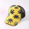 Gorra de camionero de malla comercio exterior Europa y Estados Unidos estampado de hoja de arce gorra de béisbol de esponja verano con gorra parasol de malla