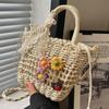 Bolsas Artesanais para Mulheres 2026 Novas Tendências Bolsas de Palha de Praia para Mulheres Estilo Japonês Ins Bolsa de Ombro para Menina para Mulheres
