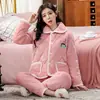 Pijama de Otoño e Invierno para Mamá, para Mujeres de Mediana Edad y Mayores, Estilo Franela, Estilo para Todas las Estaciones, Talla Grande, Estilo Engrosado de Invierno, Cálido y Cómodo