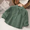 [Oferta Especial de Nuevo Producto] Camisa de Algodón y Lino Estilo Nórdico para Niños y Niñas, Camisa Sencilla de Cuello Redondo Apta para la Piel, Top Elegante y Versátil