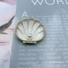 Broche de liga estilo coreano retrô com pérola de gota de óleo e concha, broche de corsage de desenho animado com vida marinha e vieira incrustada, atacado