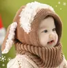 Gorro de una pieza con forma de cachorro estilo coreano para invierno, capa de lana para bebé, chal cálido, calentador de cuello estilo coreano, gorro con protección para las orejas al por mayor