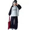 Conjunto de Sudadera Estilo Americano para Niñas Primavera y Otoño 2026 Nuevo Polo de Otoño para Niñas Mayores Pantalones Largos de Trabajo para Niños