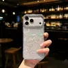Capa Padrão Concha Coração Laser 3D com Strass para iPhone 17 Pro Max, Apple 16/15/14, 13