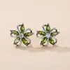 Pendientes de Flor a la Moda, Pendientes Sencillos y Elegantes de Flor de Cinco Pétalos con Piedras de Zirconia, Pendientes Frescos y Versátiles para Mujer
