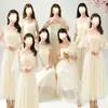 Vestidos de dama de honor con un encanto etéreo para un grupo de hermanas, ajustados, sencillos y elegantes, adecuados para actuaciones de coro y graduación, directo de fábrica