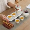Juego de Té Portátil para Viaje Traje para Exteriores Carpa de Camping Fabricante de Té Kung Fu Una Tetera Cuatro Tazas Taza Rápida para Invitados Regalo de Negocios
