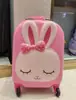 Hermosa Maleta de Carrito U22 para Niños Pequeños, Equipaje de Viaje, Ciervo de Dibujos Animados, Conejo, Gato, Perezoso, Koala 16 pulgadas
