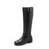 Botas Altas de Punta Redonda con Hebilla para Mujer, Botas de Montura Europeas y Americanas de Talla Grande, Comercio Transfronterizo, C209, Modernas y Versátiles, Tacón Grueso