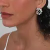 Amazon Nuevo Producto Pendientes Sencillos de Remolino con Pedrería Verano Elegantes de Gama Alta Geométricos Accesorios Pendientes