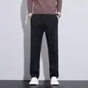 Calça Casual Nova de Lyocell para Homens Primavera 2026, Leve para Todas as Estações, Estilo de Negócios, Padrão Liso Estrelado, Calça Elegante de Cintura Alta Wide-Leg