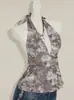 Camisola Sexy de Cuello Halter Estilo Europeo y Americano para Mujer, Top de Verano sin Mangas Ajustado con Lunares y Amarre, Ropa Exterior para Chicas Atrevidas