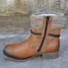 Amazon deseo otoño e invierno popular europeo y americano punta redonda tacón bajo vintage boca de lana cepillada Botas de algodón para mujer talla 43 Botas Martin