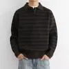 Camisa Polo Cuello de Solapa Tejido de Punto para Hombre Rayas Retro Estilo Old Money Británico Negocios Otoño e Invierno Exportación al Extranjero Venta al por Mayor