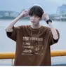 Camiseta de Algodón Puro de Manga Corta para Hombre 2026, Marca de Moda de Verano, Holgada, Cuello Redondo, Estampado de Letras Pesado, Top Casual