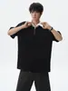 Camisa Polo de Medio Cierre Estilo Old Money para Hombre, Marca de Verano de Moda, Falso Dos Piezas Ajuste Holgado, Camiseta con Cuello Campana, Top Casual Versátil Retro