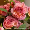 Flores artificiales de rosa con borde quemado estilo francés, artesanía realista de borde quemado, ramo de alta gama para decoración suave de sala de estar del hogar y arreglo floral.