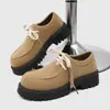 Zapatos de Cuero Casual Versátiles de Moda Retro con Suela Gruesa para Aumentar la Altura, Estilo Británico, Tendencia, Zapatos Canguro para Hombre, Novedad Primavera 2026